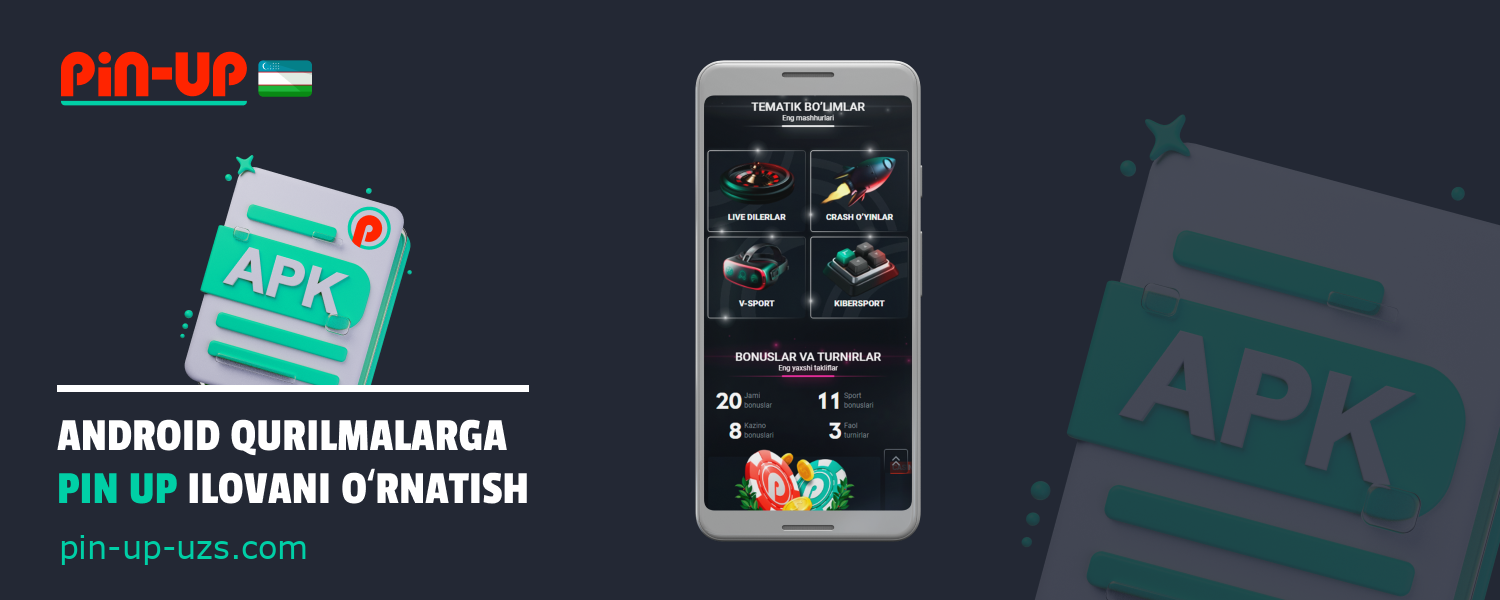 Pin Up Casino APK-ni o'rnatish uchun O'zbekistonlik o'yinchilar APK faylni bosishlari va jarayon tugashini kutishlari kerak